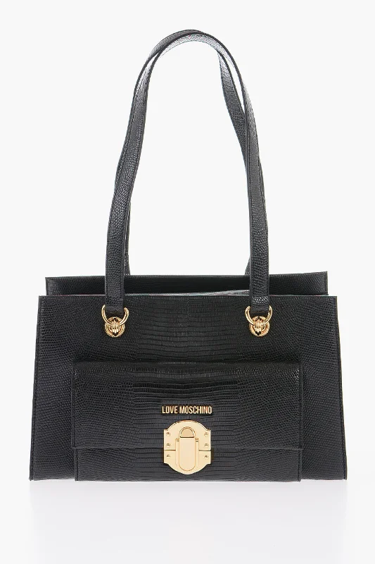 Moschino Love Faux Leather Shoulder Bag With Golden Details