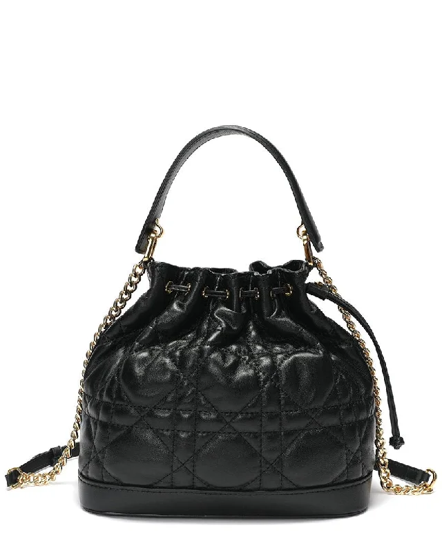 Tiffany & Fred Paris Large Quilted Leather Drawstring Tote