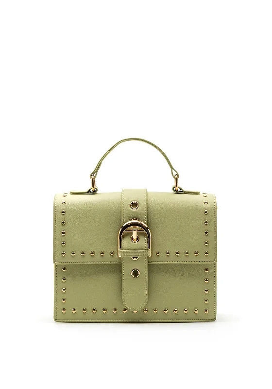 Zen Collection Small Studded Shoulder Bag, Light Green