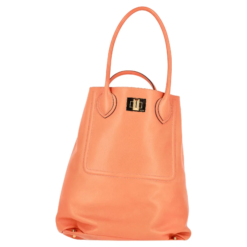 Emilio Pucci Open Tote Bag in Orange Leather