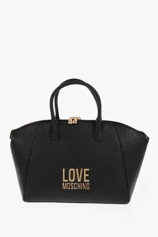 Moschino Love Faux Leather Tote Bag With Golden Logo