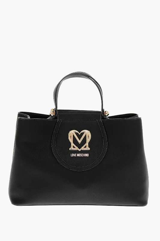 Moschino Love Faux Leather Tote Bag With Golden Logo