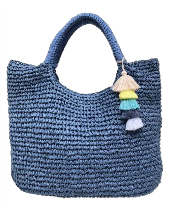 Women's Porter Medium Straw Tote Bag In Chambray