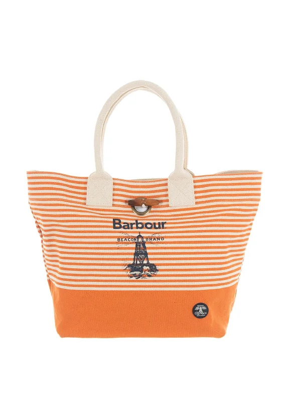 Barbour Beacon Beach Bag, Orange & Cream