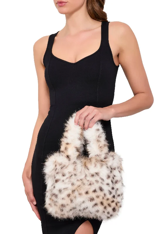 Animal Print Faux Fur Mini Tote Bag