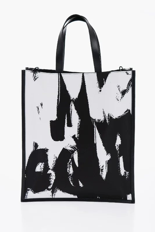 Alexander Mcqueen Logoed Fabric Tote Bag With Leather Detail