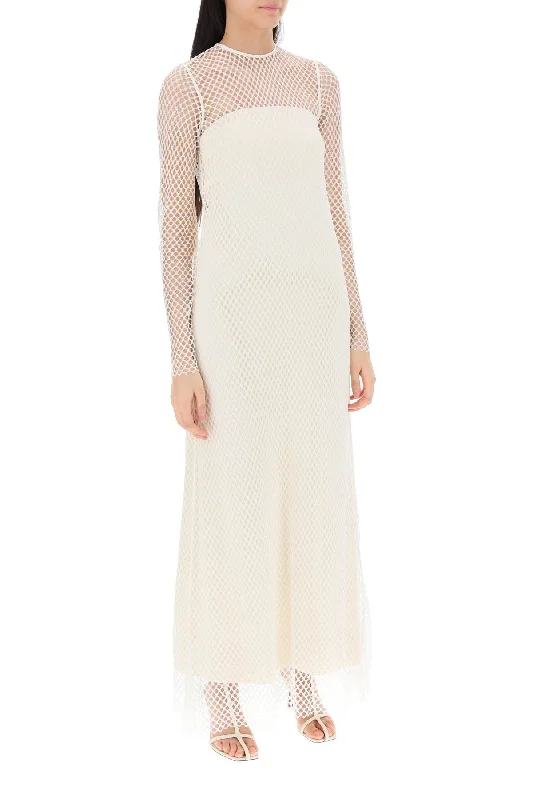 Toteme Layered Maxi Dress In Fishnet Lace