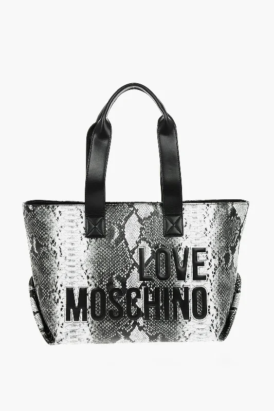 Moschino Love Snake Effect Faux Leather Tote Bag