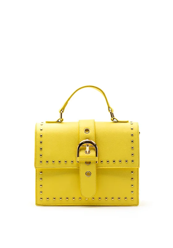 Zen Collection Small Studded Shoulder Bag, Yellow