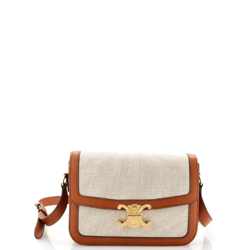 Triomphe Shoulder Bag Canvas with Leather Medium