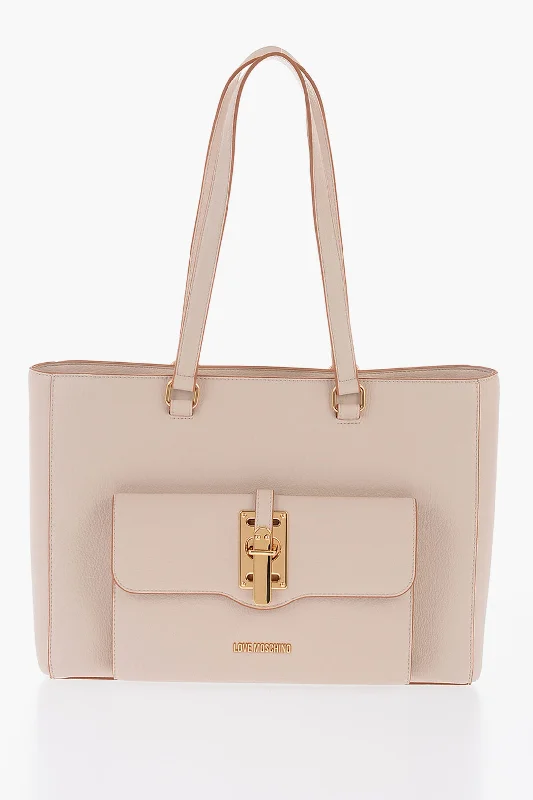 Moschino Love Faux Leather Tote Bag With Golden Details