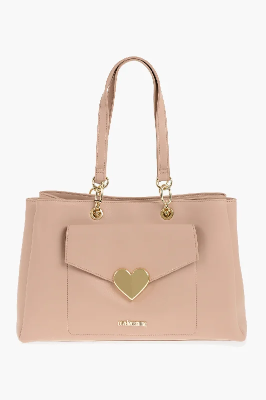 Moschino Love Faux Leather Tote Bag With Golden Logo