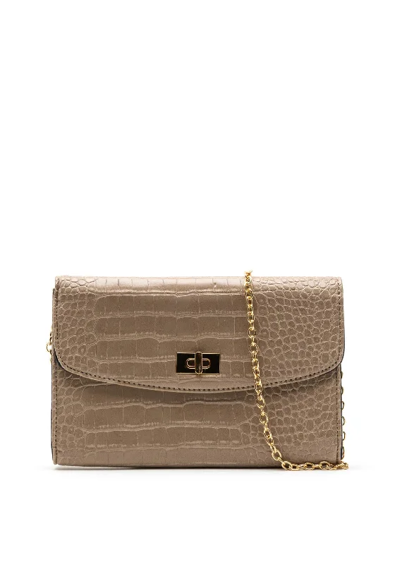 Zen Collection Small Croc Clutch Bag, Beige