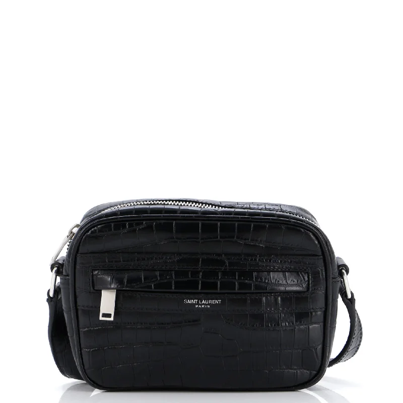 Camp Camera Bag Crocodile Embossed Leather Mini