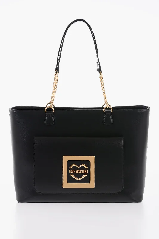 Moschino Love Faux Leather Tote Bag With Golden Details