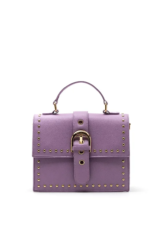 Zen Collection Small Studded Shoulder Bag, Purple