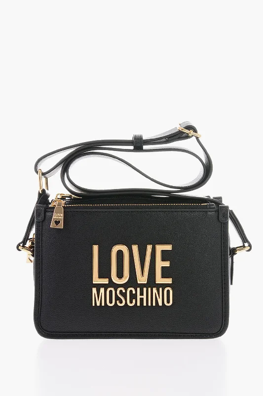 Moschino Love Faux Leather Crossbody Bag With Golden Logo