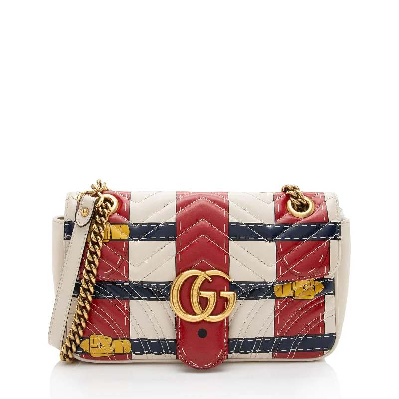 Gucci Matelasse Leather GG Marmont Trompe L'Oeil Small Flap Bag