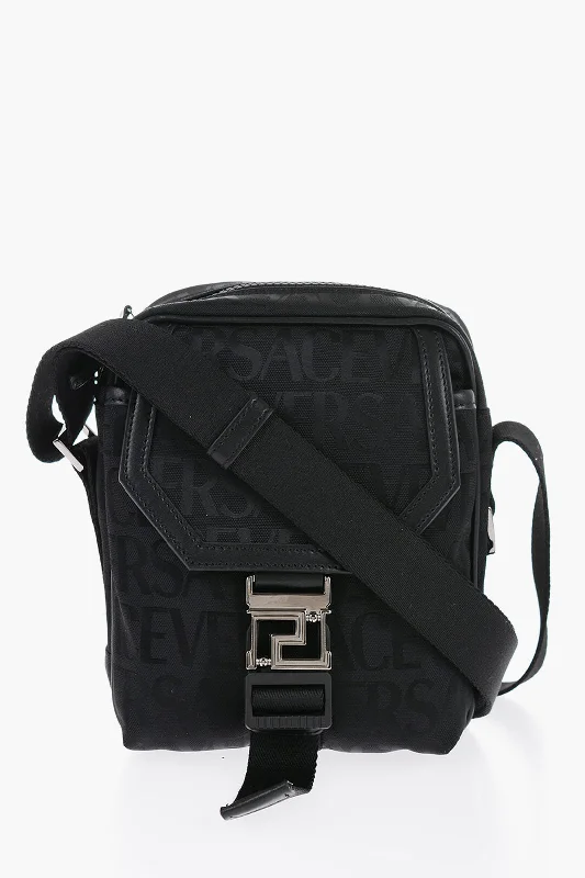 Versace Logoed Messenger Bag With Greca Buckle