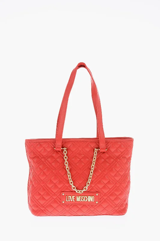 Moschino Love Quilted Faux Leather Tote Bag