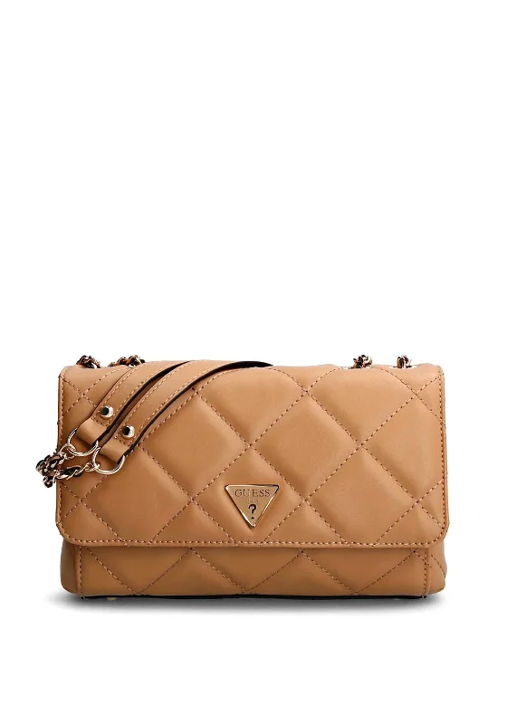 Guess Cessily Quilted Crossbody Bag, Tan