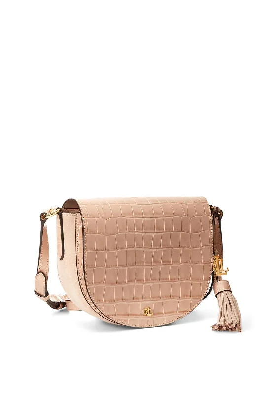 Ralph Lauren Witley Medium Croc Print Crossbody Bag, Pink