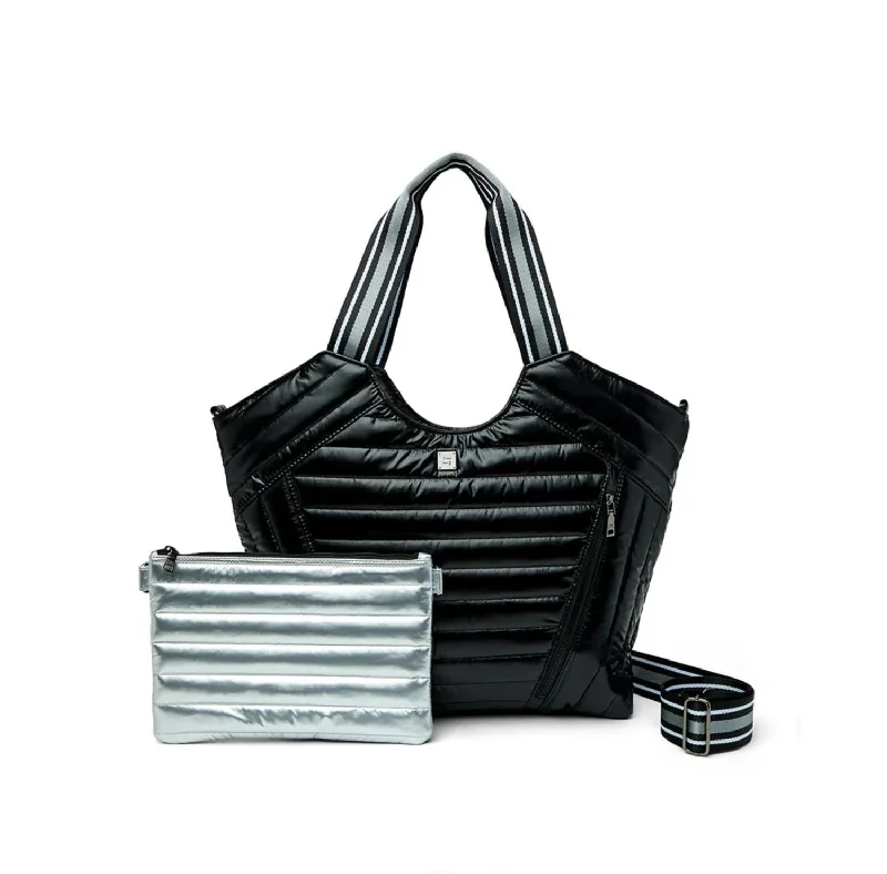 Women's Puzzle Tote Bag In Shiny Black