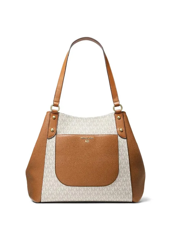 MICHAEL Michael Kors Molly Signature Large Shoulder Bag, Vanilla & Acorn