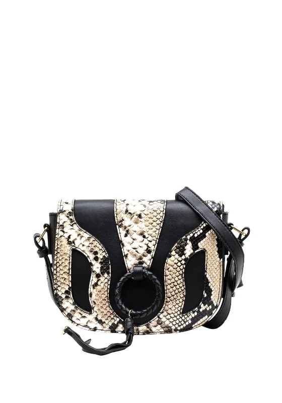 Zen Collection Crocodile Print Crossbody Bag, Black Multi