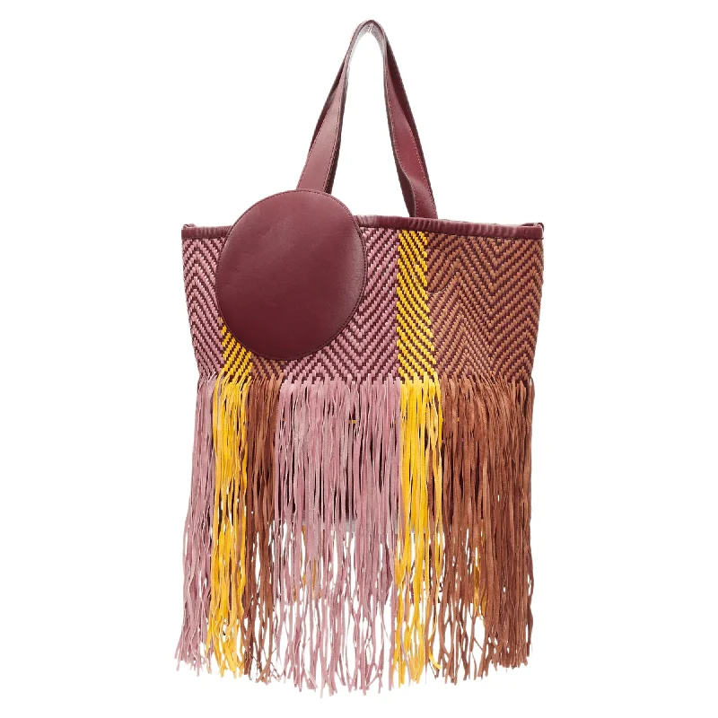 Roksanda Eider Calfskin Leather Woven Fringe Large Bag