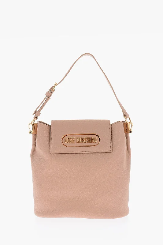 Moschino Love Golden Logo Faux Leather Shoulder Bag