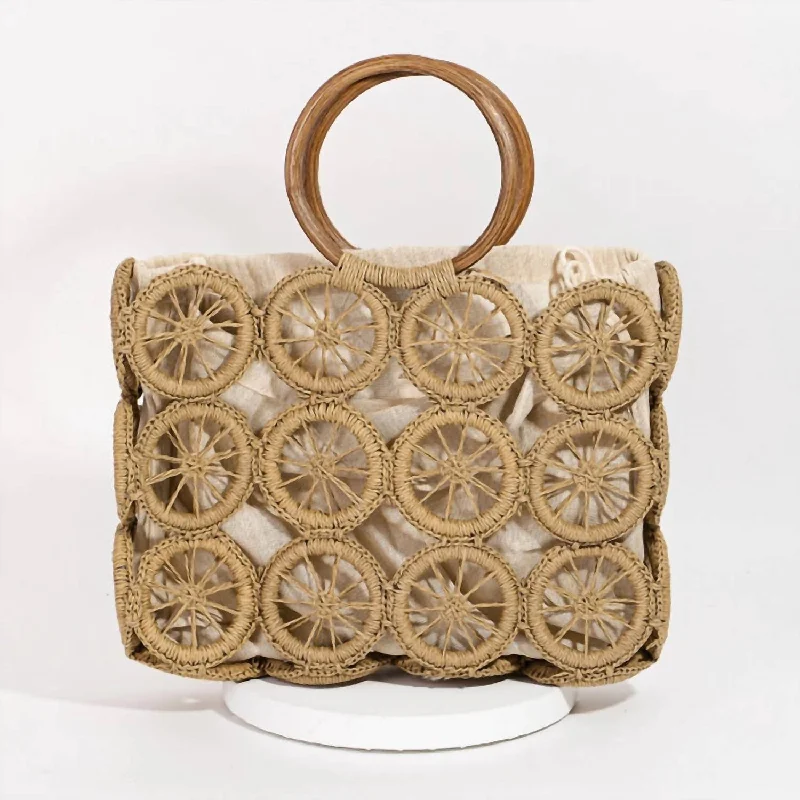 Women's Freia Boho Circle Summer Beach Bag In Tan