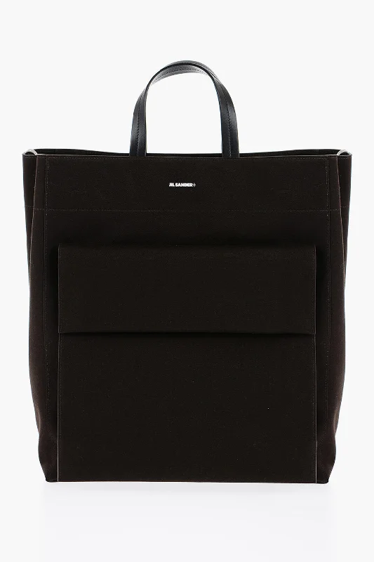 Jil Sander Canvas Utility Shopping Bag With Maxi Front Pocket