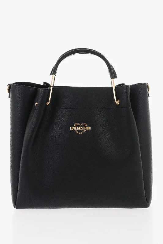 Moschino Love Faux Leather Tote Bag With Golden Logo