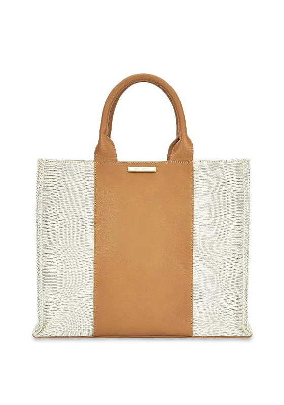 Katie Loxton Amalfi Large Canvas Tote Bag, Cream & Light Brown