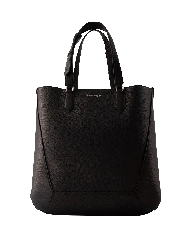 The Edge Medium Shopper Bag - Alexander Mcqueen - Leather - Black