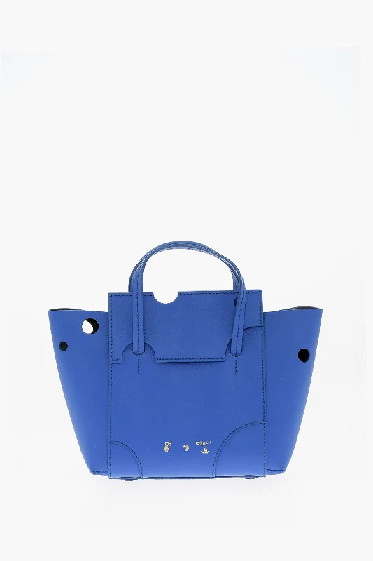 Off-White Leather Meteor Tote Bag With Removable Shoulder Strap