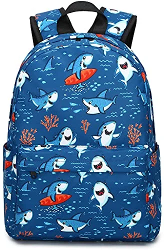 CAMTOP Preschool Backpack for Kids Boys Toddler Backpack Kindergarten School Bookbags (Cute Shark-Navy)