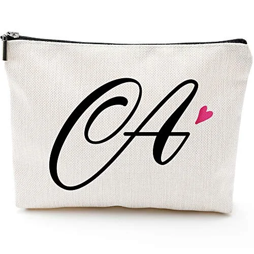 A Initial Monogram Personalized Travel Makeup Bag,Cosmetic Bag Pencil Pouch Gifts with Zipper Waterproof(Makeup bag-Letter A)