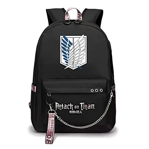 Attack on Titan Backpack for School Bag Bookbag Rucksack Shingeki no Kyojin Levi Eren Anime with USB Charging Port (01)