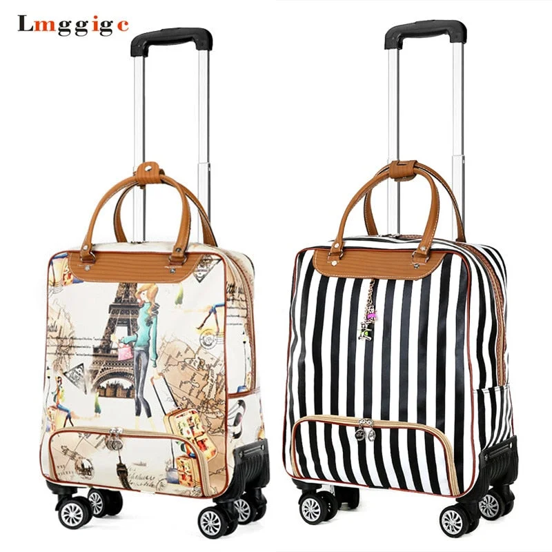 Women Rolling Luggage Bag, Cabin Travel Suitcase,Lightweight Trolley Case,Fashion Carry-Ons