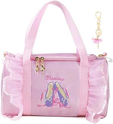 Debbieicy Cute Ballet Dance Backpack Tutu Dress Dance Bag with Key Chain Girls (pink3 of shoes)