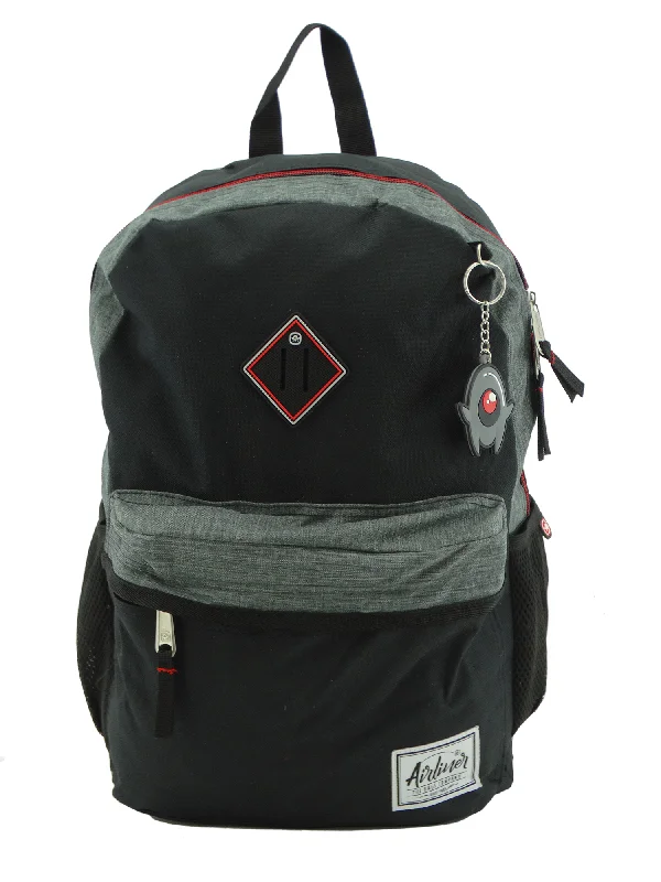 668161, Airliner, Backpack w/Laptop Sleeve - Black/Grey