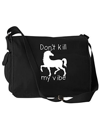 Funny Don'T Kill My Vibe Unicorn Black Canvas Messenger Bag