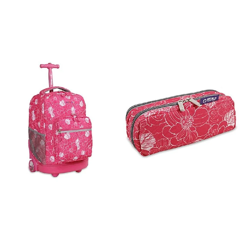 J World Combo Rolling Backpack & Pencil CaseBack to School Bundle Set Sunrise / Jojo, Aloha