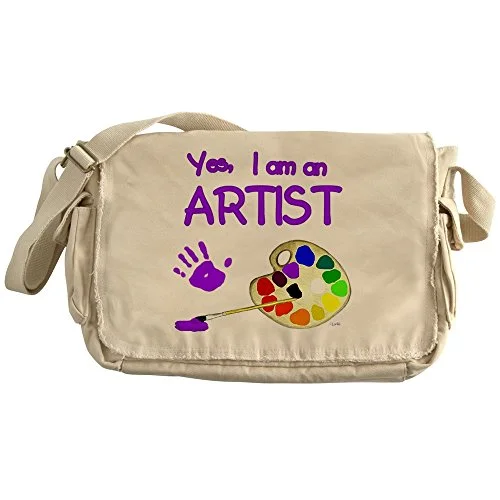 Cafepress - 01-Yes-Im-An-Artist-Brush-N-Palette- - Unique Messenger Bag, Canvas Courier Bag