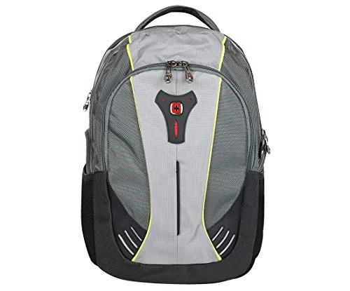 SwissGear THE JUPITER 16 Padded Laptop Backpack/School Travel bag (Steel Grey/Yellow)