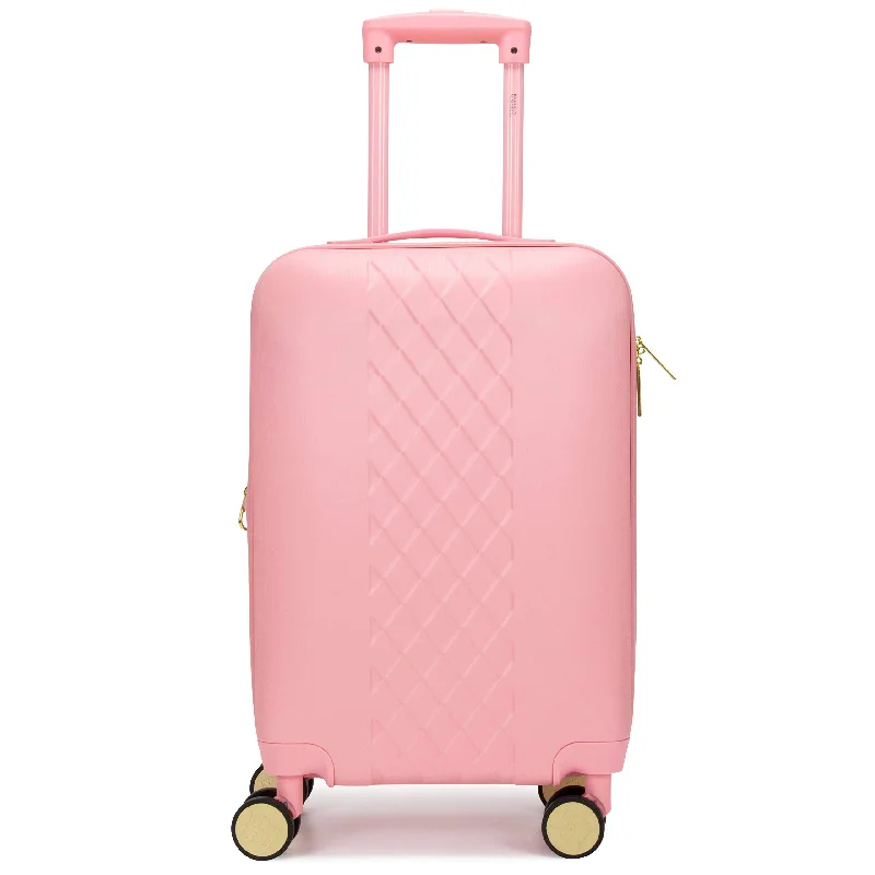 Badgley Mischka Diamond Hard Expandable Spinner Carry-on Suitcase (Pink)