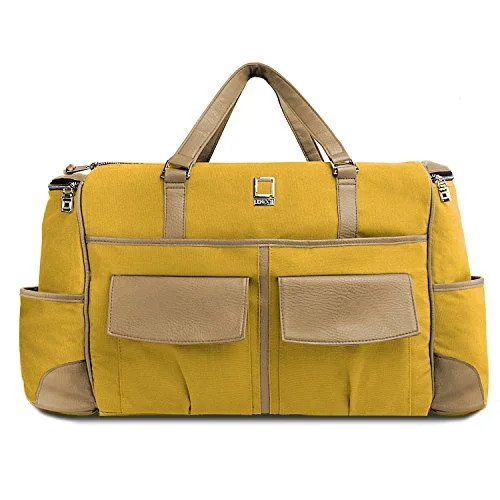 Lencca Canvas Travel Luggage Bag Shoulder Bag With Laptop Tablet Compartment (Mustard Yellow / Cool