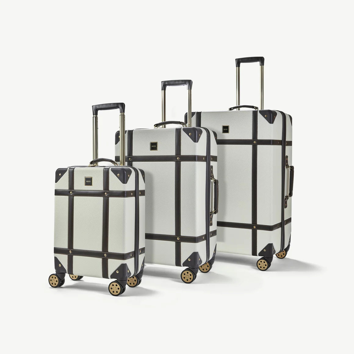 Vintage Hardshell 3pc Suitcase Set - Cream